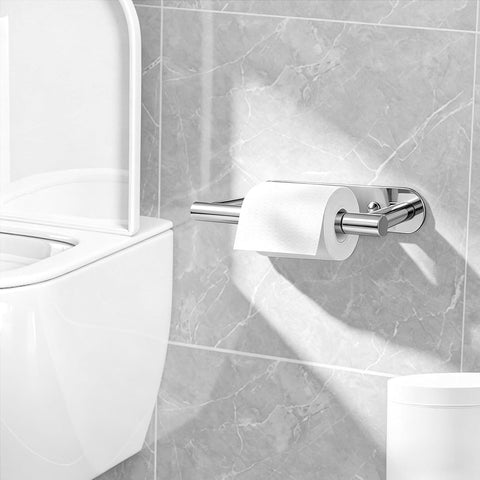 SetSail Toilet Paper Holder Adhesive or Screw-in Mirror Silver