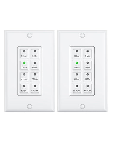 BN-LINK 4 Hour Countdown Timer Switch for Bathroom Exhaust Fan Light Heater