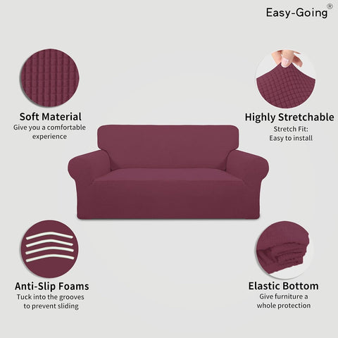Easy-Going Stretch Oversized Loveseat Couch Covers Washable ASH Rose