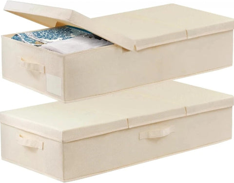 punemi 6 in Tall Under Bed Storage, Wedding Dress Box, 2 Pack, Beige