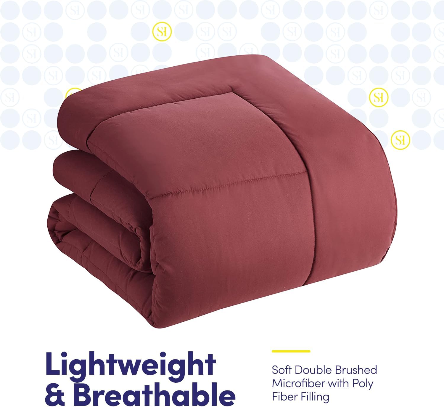 Sweet Home Collection 7 Piece Comforter Set Bag Solid Color All Season Soft Down Alternative Blanket & Luxurious Microfiber Bed Sheets, Burgundy, Full