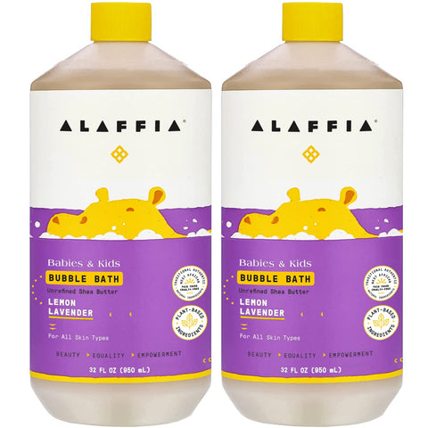 Alaffia Babies & Kids Bubble Bath, Lemon Lavender 2-Pack, 32 Oz Ea