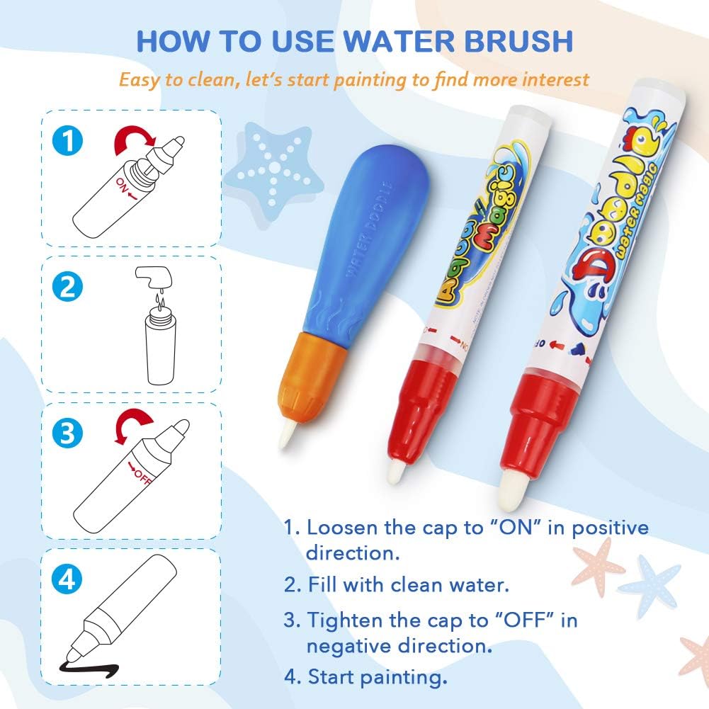 Water Doodle Mat - Kids Color Painting Toy, Gift Set for Toddlers 2-7
