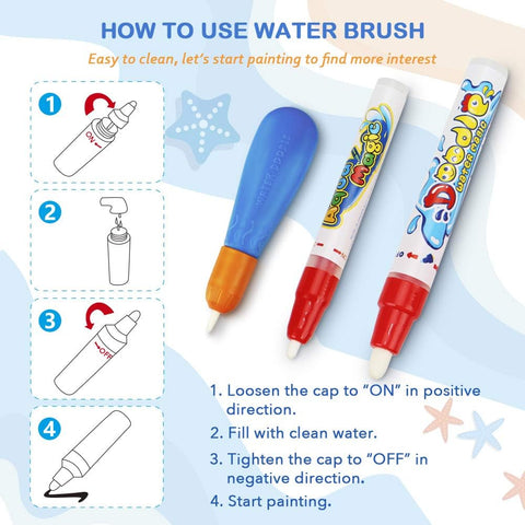 Water Doodle Mat - Kids Color Painting Toy, Gift Set for Toddlers 2-7