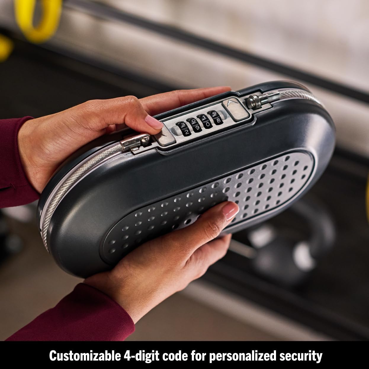 Master Lock Small Travel Safe with Cable, Gray Combination Lock Box, 5900D