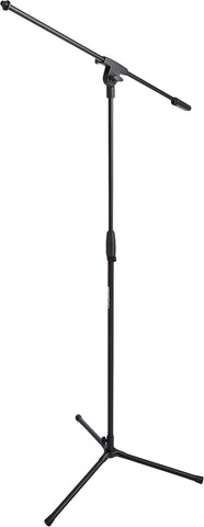 Amazon Basics Sturdy Portable Microphone Boom Arm Stand, Height Adjustable with Cable Management, Foldable Tripod Base, Up to 85.75", Black