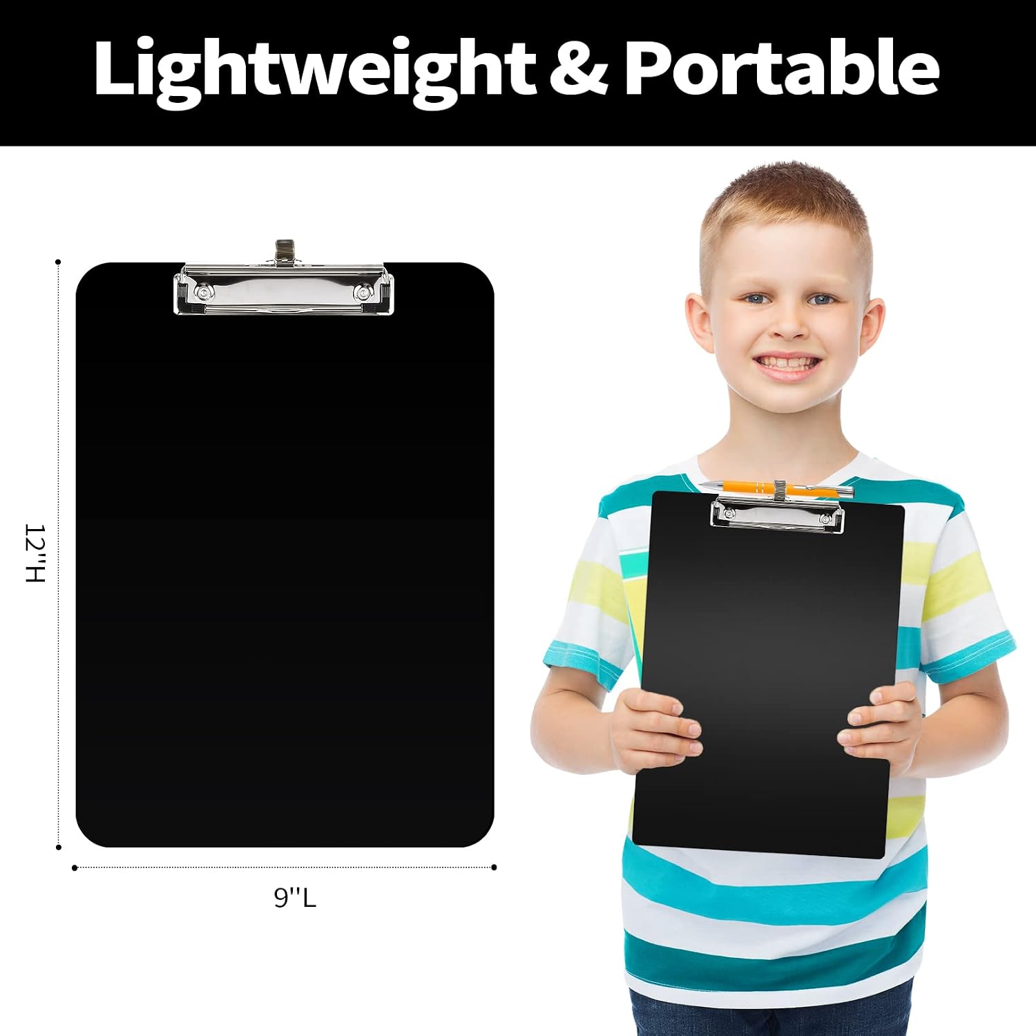 Sooez Plastic Clipboard with Pen Holder, [10% Thicker] Clip Boards 8.5x11”