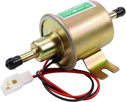 Electric Fuel Pump 12V Universal Low Pressure 12 Volt Transfer Inline Fuel Pump for Lawn Mower Carburetor Gas Diesel Engine 2.5-4psi HEP-02A