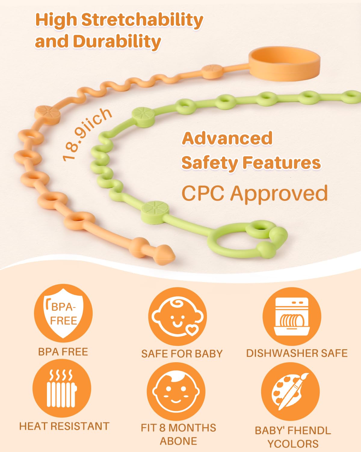LittleHugs Toy Straps for Baby, 5pcs Adjustable Toy Holder for Stroller Accessories, Silicone Tether Pacifier Clip, No Throw Travel Essential Leash for High Chair, Car Seat (5 Pack Macaron)