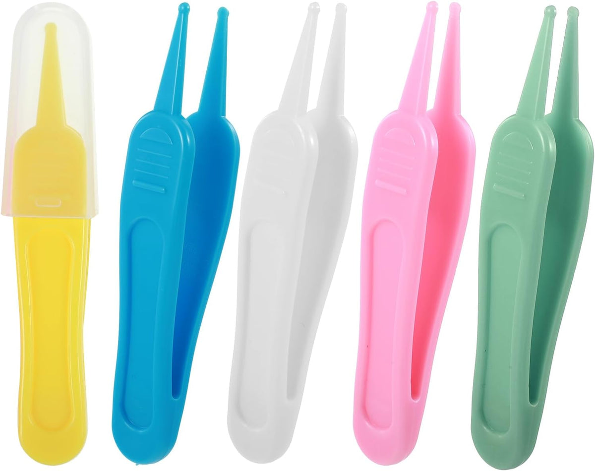 5 Pcs Nose Cleaning Tweezers, 5 Colors Baby Booger Picker with Round Head Effective Nose Picker Baby Ear Noses Navel Cleaner Clip for Babys Care