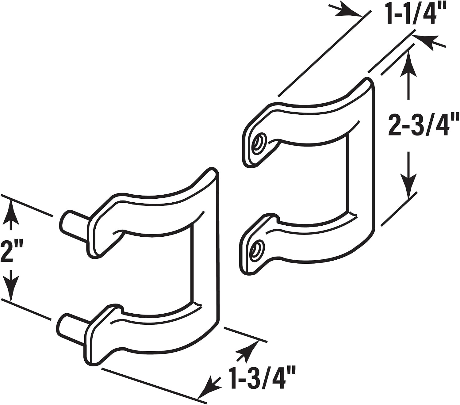 Prime-Line M 6159 Diecast Shower Door Handle Set for Shower Doors or Tub Enclosure, 2” Hole Center, Brass (Single Pack)