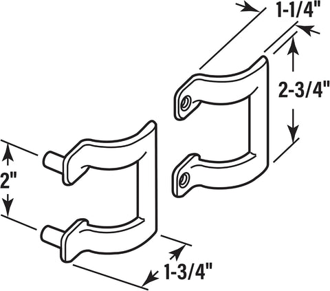 Prime-Line M 6159 Diecast Shower Door Handle Set for Shower Doors or Tub Enclosure, 2” Hole Center, Brass (Single Pack)
