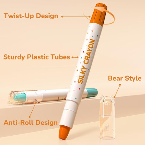 JUPITEARTH Silky Crayons for Toddlers 1-3, Twist & Non-Toxic, 12 Colors