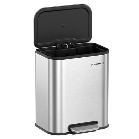 SONGMICS Kitchen Trash Can, 5.3-Gallon (20 L), Stainless Steel, Soft Close