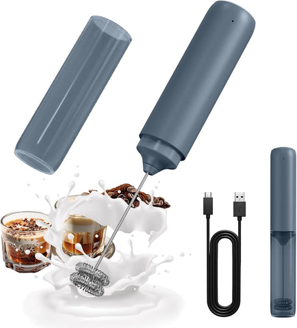 CIRCLE JOY Rechargeable Milk Frother Handheld, Dual Ring Electric Coffee Frother, Portable Hand Frother Wand Drink Mixer for Matcha Lattes Cappuccino, Kitchen Gifts, Blue