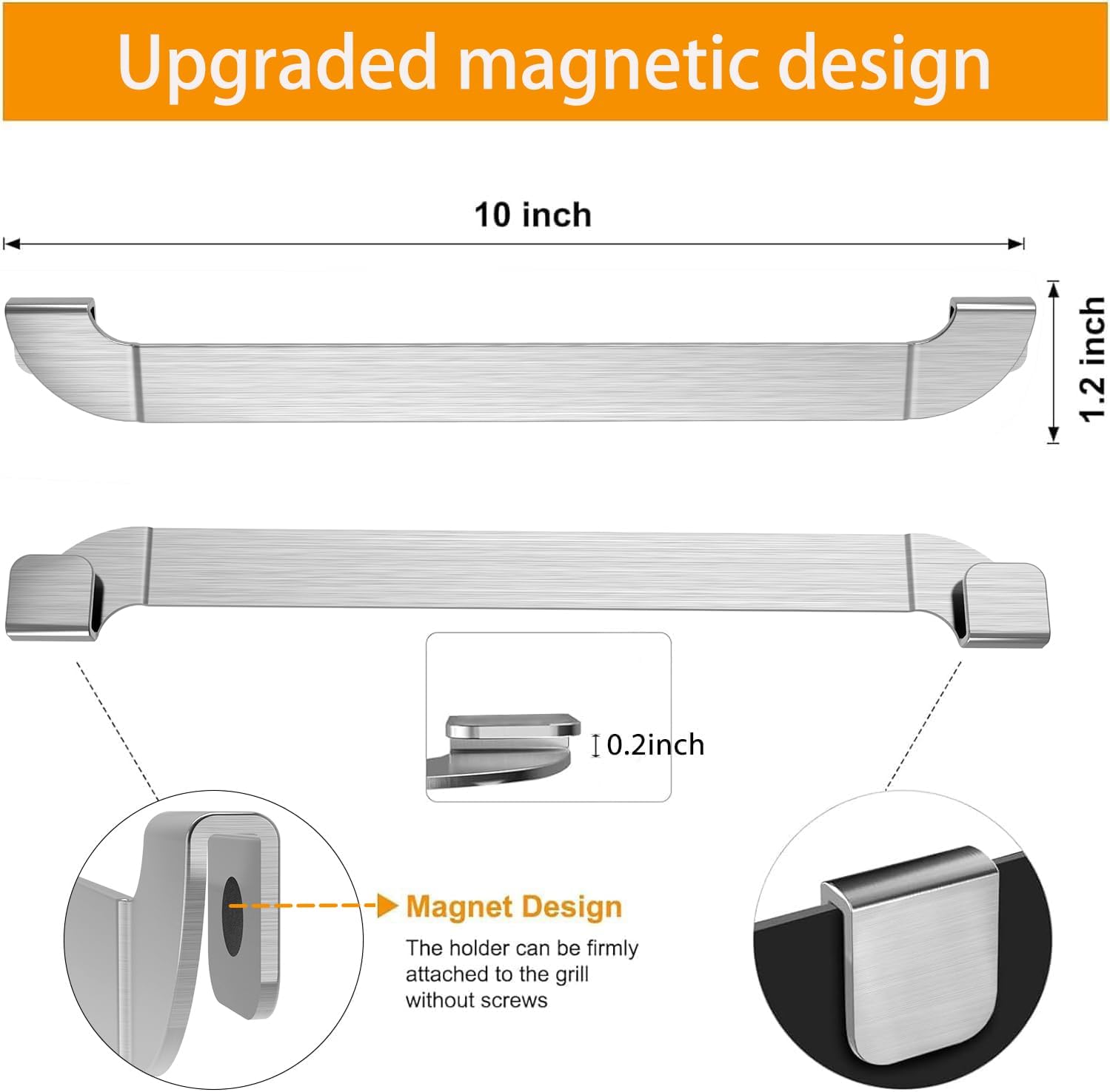 10 Inch Griddle Spatula Holder Magnetic Design, Stainless Steel Grill Barbecue Tool Rack, Griddle Accessories for Blackstone Flat Top Griddle and Other Grill Griddles (1 Pcs)