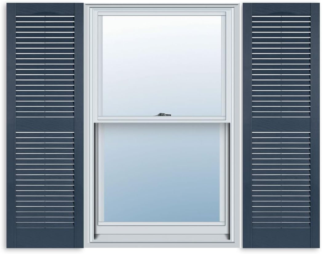 Exterior Solutions Standard Louver Exterior Vinyl Shutter, Paintable (Pair), 15 Inch x 47 Inch