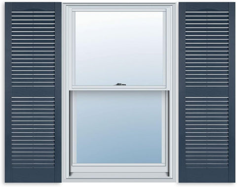 Exterior Solutions Standard Louver Exterior Vinyl Shutter, Paintable (Pair), 15 Inch x 47 Inch