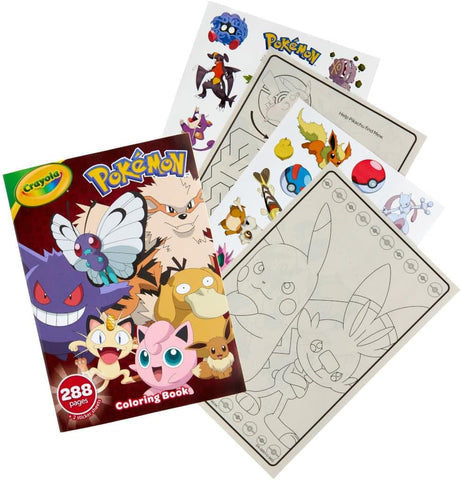Crayola Giant Pokemon Coloring Book (288 Pages), 2 Sticker Sheets, Coloring Book for Kids & Adults, Travel Activity, Pokemon Gift for Kids, 3+