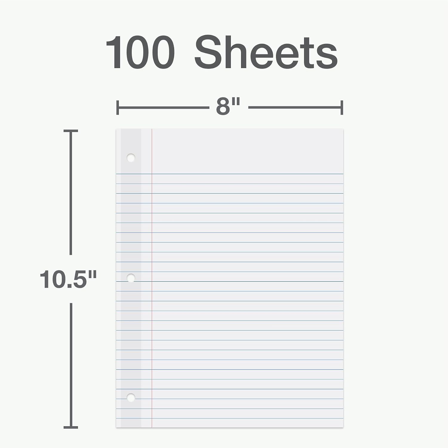 Oxford Reinforced Lined Loose Leaf Notebook Paper, College Rule, 100 Sheets