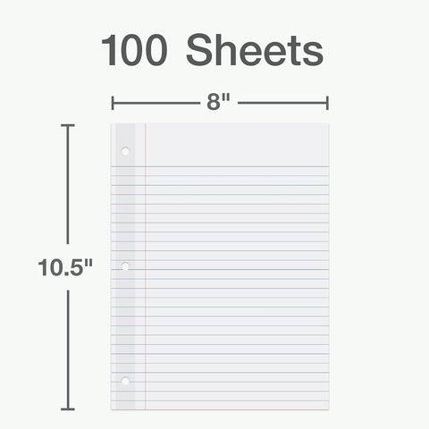 Oxford Reinforced Lined Loose Leaf Notebook Paper, College Rule, 100 Sheets