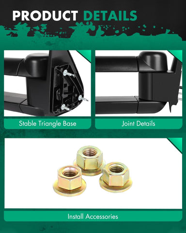 SCITOO Tow Mirrors Compatible with 1999-2007 For Chevy GMC Silverado Sierra