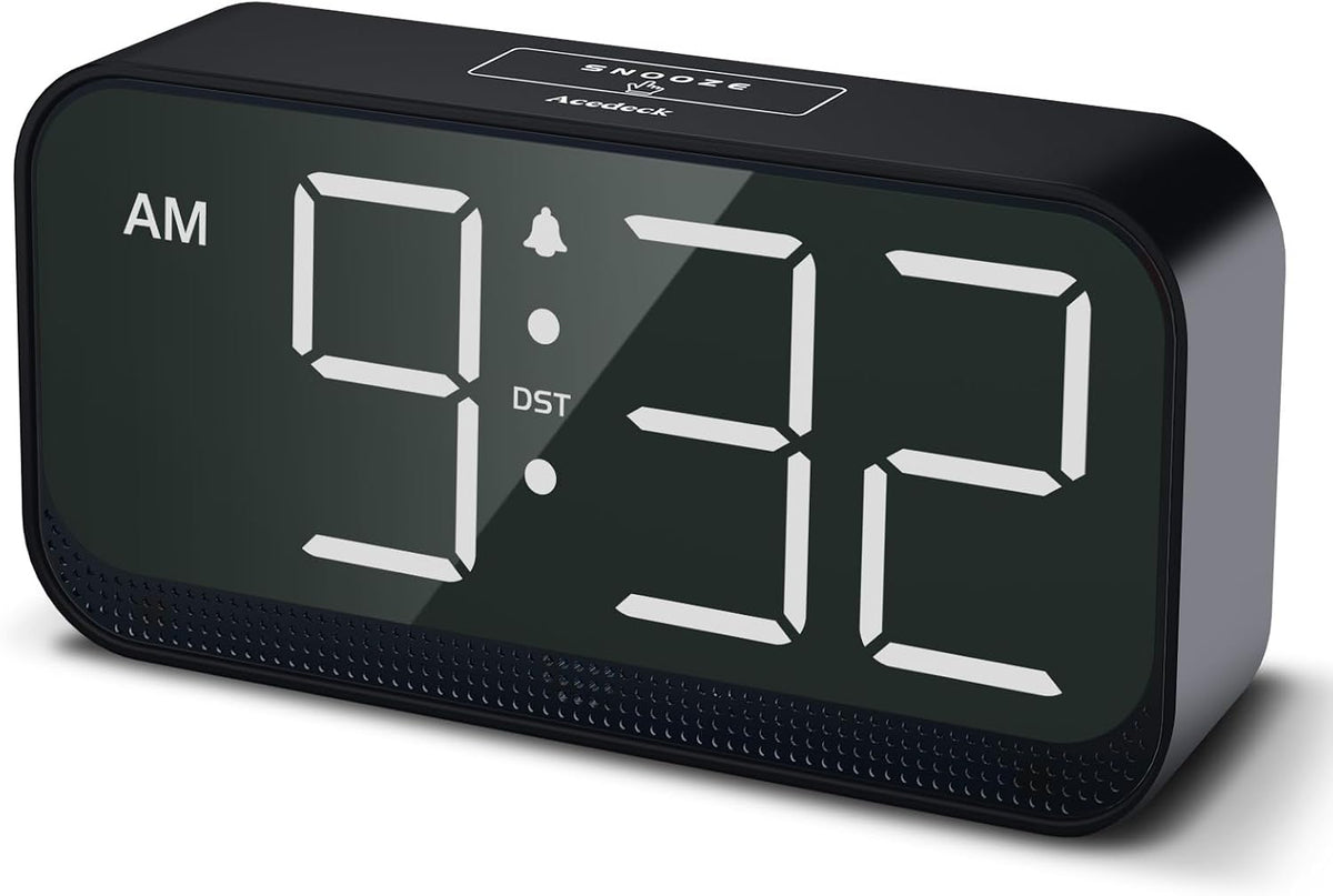 Acedeck Battery Operated Alarm Clock for Bedroom Travel with Large Numbers