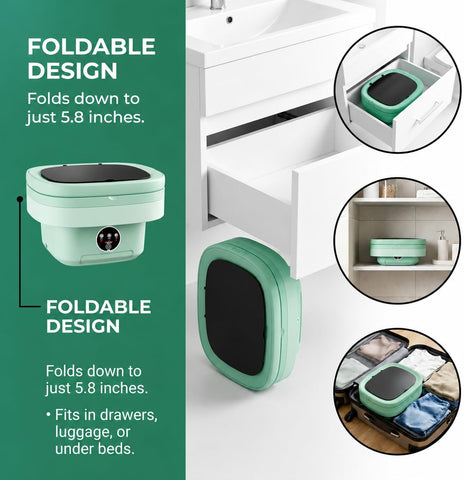 Portable Washing Machine, 11L Mini Folding Washer, Green
