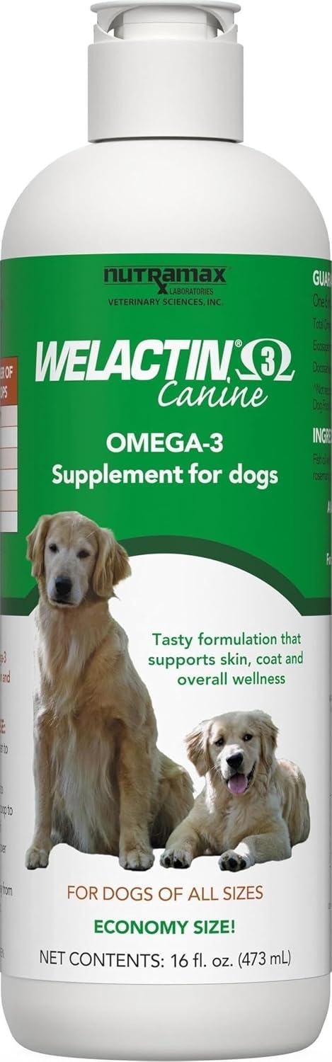 Nutramax Welactin Omega-3 Fish Oil Dog Supplement, Skin & Coat, Liquid 16oz