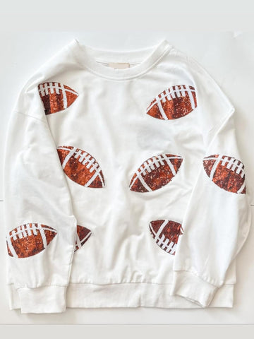 Womens Sparkle Football Sequin Rugby Sweatshirt Game Day Y2K Crewneck Oversized Shirt Long Sleeve Fleece Pullover