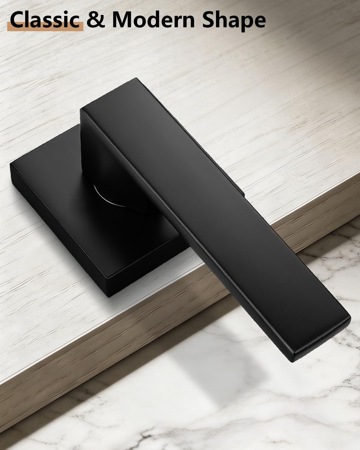 Probrico Matte Black Dummy Interior Door Handles, 8 Pack Square Non-Turning Single Side Pull Only Zinc Alloy Door Lever for Closet Pantry
