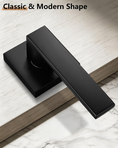 Probrico Matte Black Dummy Interior Door Handles, 8 Pack Square Non-Turning Single Side Pull Only Zinc Alloy Door Lever for Closet Pantry