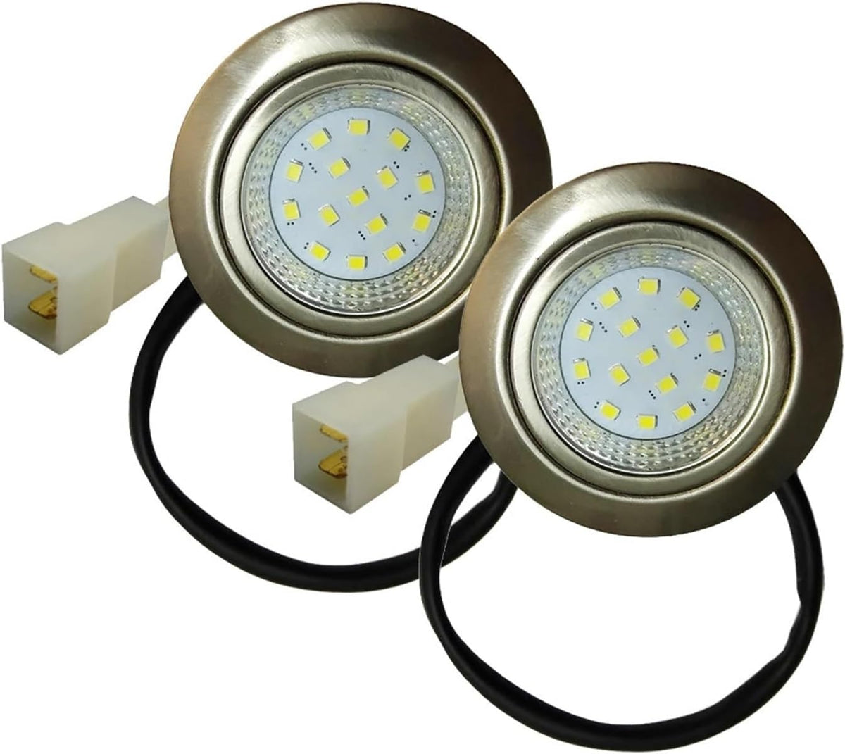 2-Piece 2inch 50mm Hole Cooker Range Hood Bulb Light 1.5W DC 12V Stove Hood Smoke Vent Light Lamp Cabinet Light DJ612 Connector(Warm White 3000K)