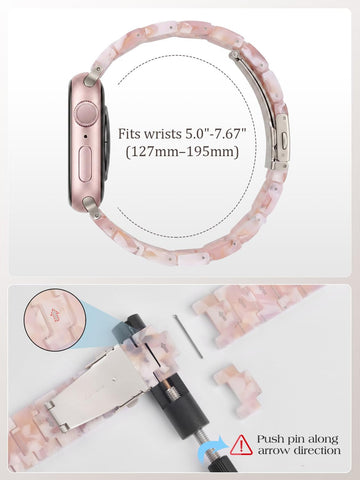 V-MORO Resin Bands Compatible with Apple Watch Band,Floral Pink-Starlight