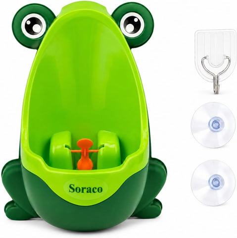 Soraco Cute Frog Potty Training Urinal for Boys with Funny Aiming Target, Toddler Urinals for Potty Training (Green)