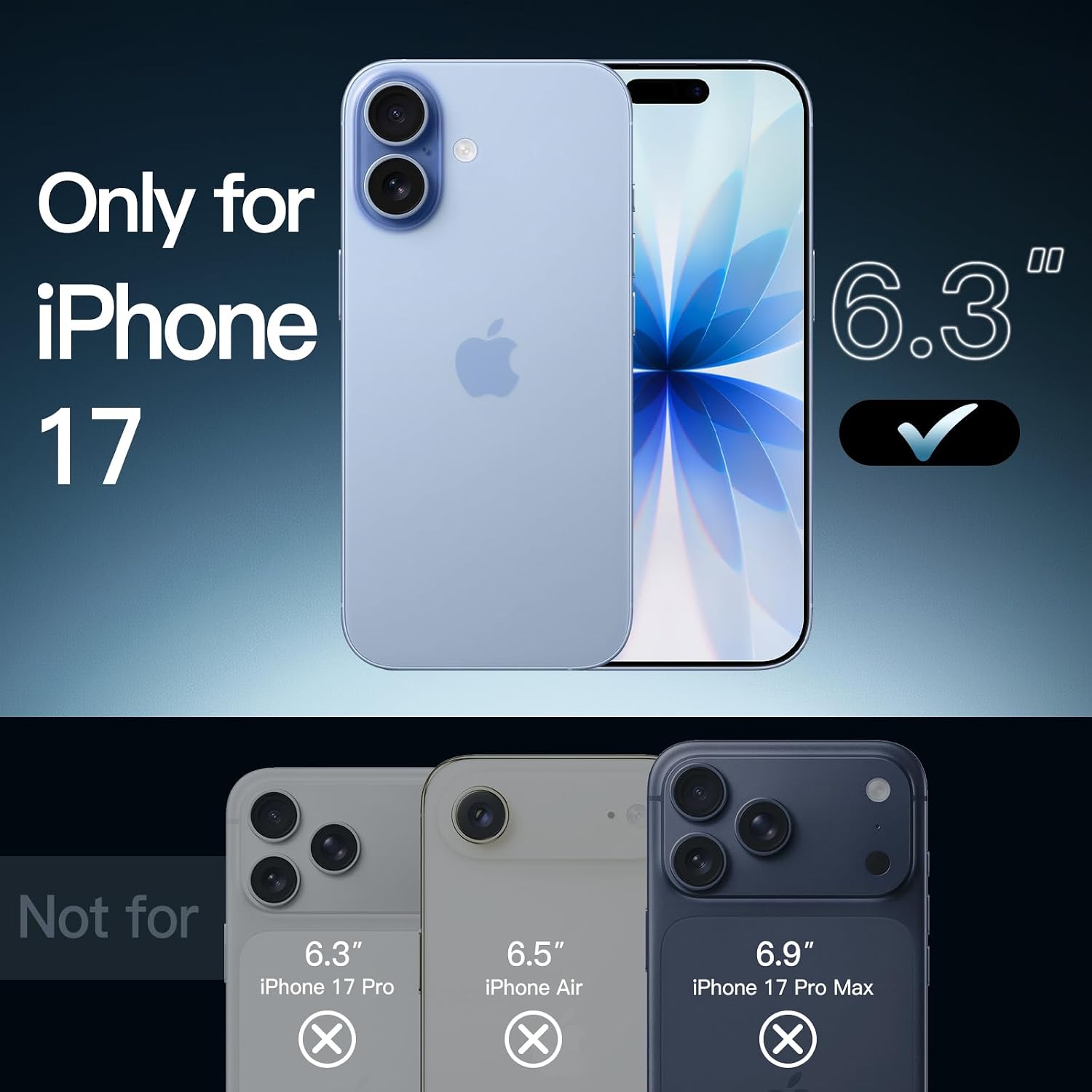 JETech Case for iPhone 17, Anti-Yellowing, Mist Blue