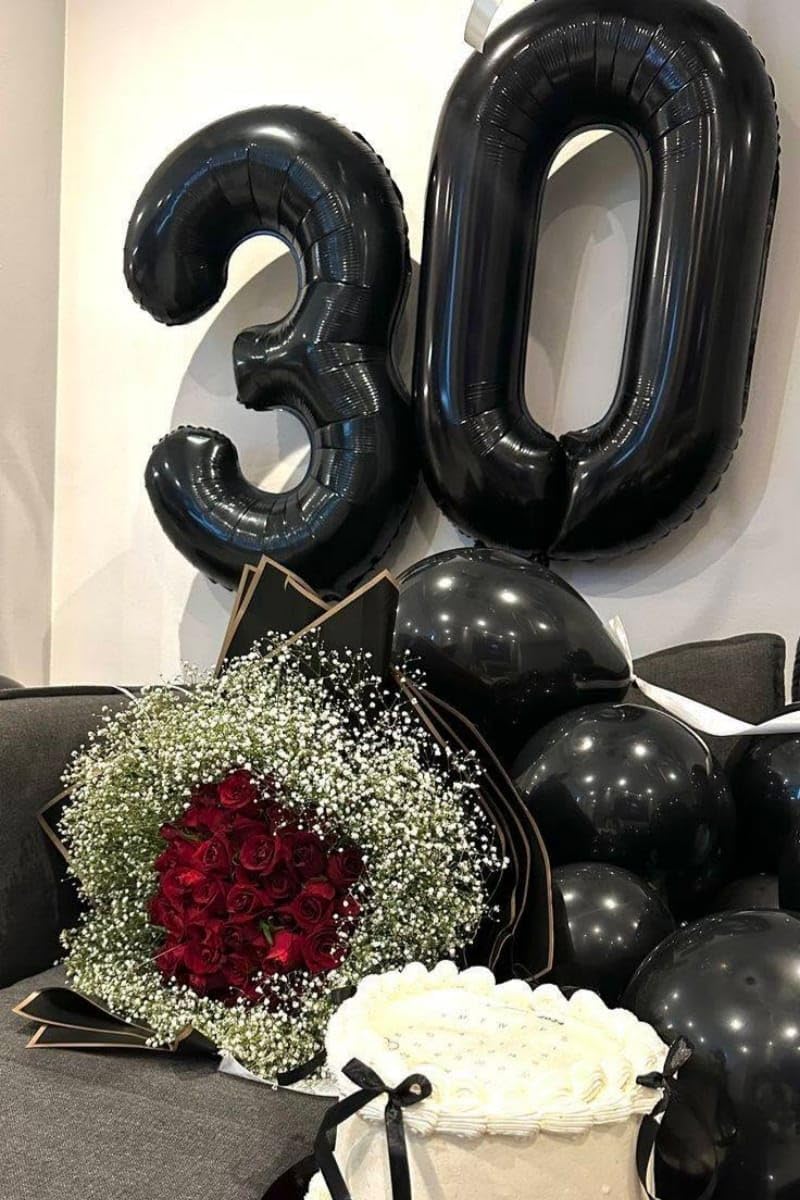 0 Balloon 40 inch Black Number Balloons for 10th Birthday Party Decorations