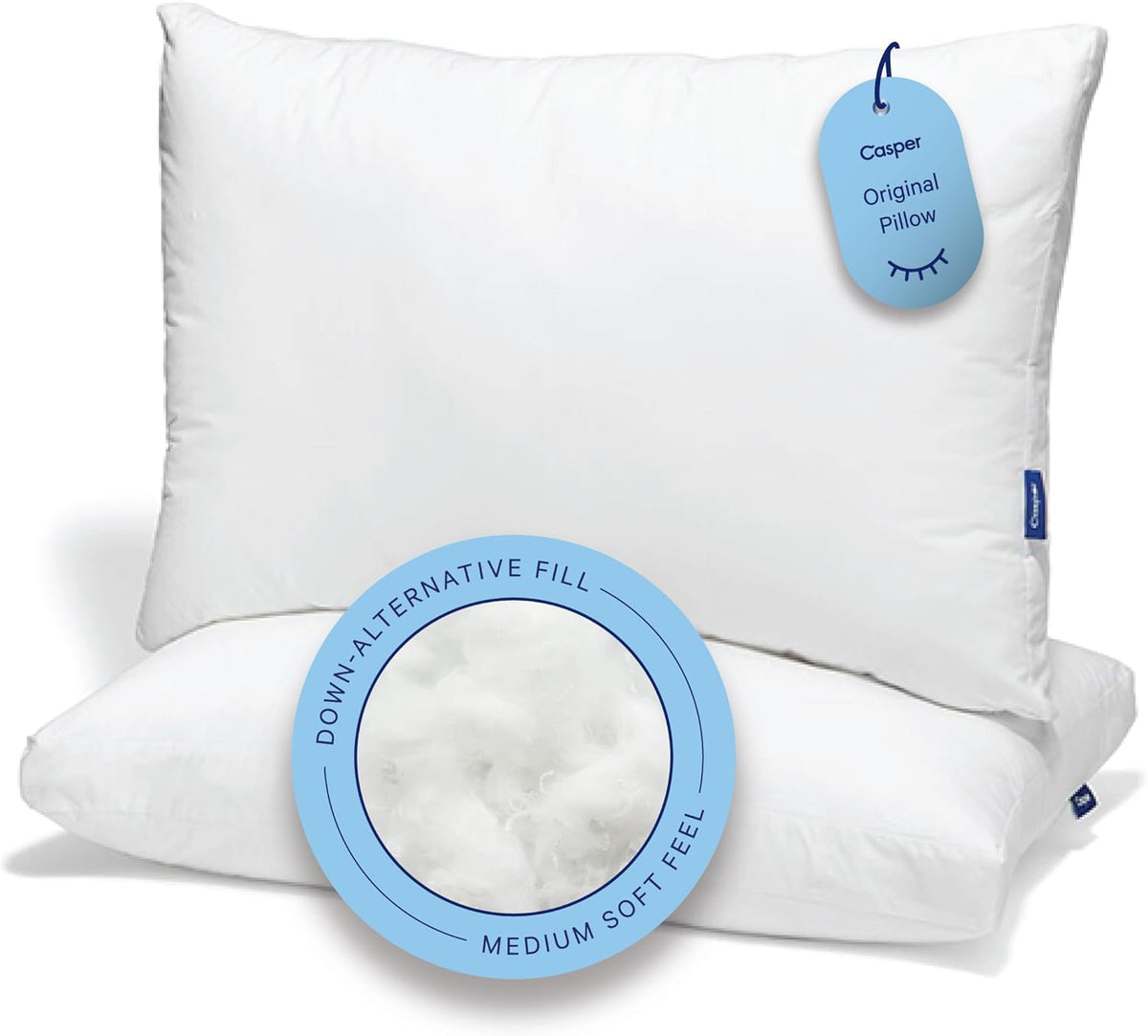 Casper Sleep Original Pillow 2-Pack – Standard Down-Alternative Bed Pillow