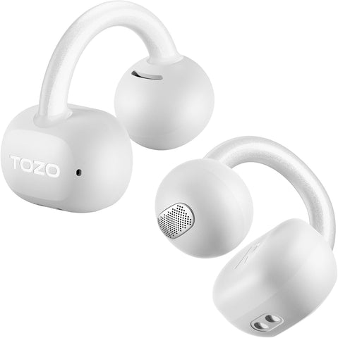 TOZO OpenEarRing Open Ear Earbuds 40H Bluetooth 5.4 Lightweight Comfort Open Ear Clip On Wireless Earbuds with Smart Digital LED Display, Stable Connection, Secure Fit for Driving Workout