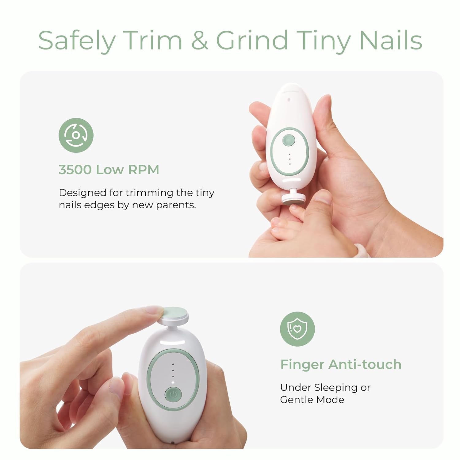 Momcozy Baby Nail File Electric, Gentle Night Light Baby Nail Trimmer