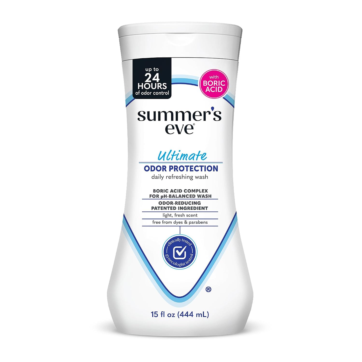 Summer's Eve Feminine Wash, Ultimate Odor Protection, Boric Acid, 15 Fl Oz