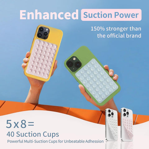 (2 Pack) Suction Cup Phone Case Mount Double Sided, White & Classic Black