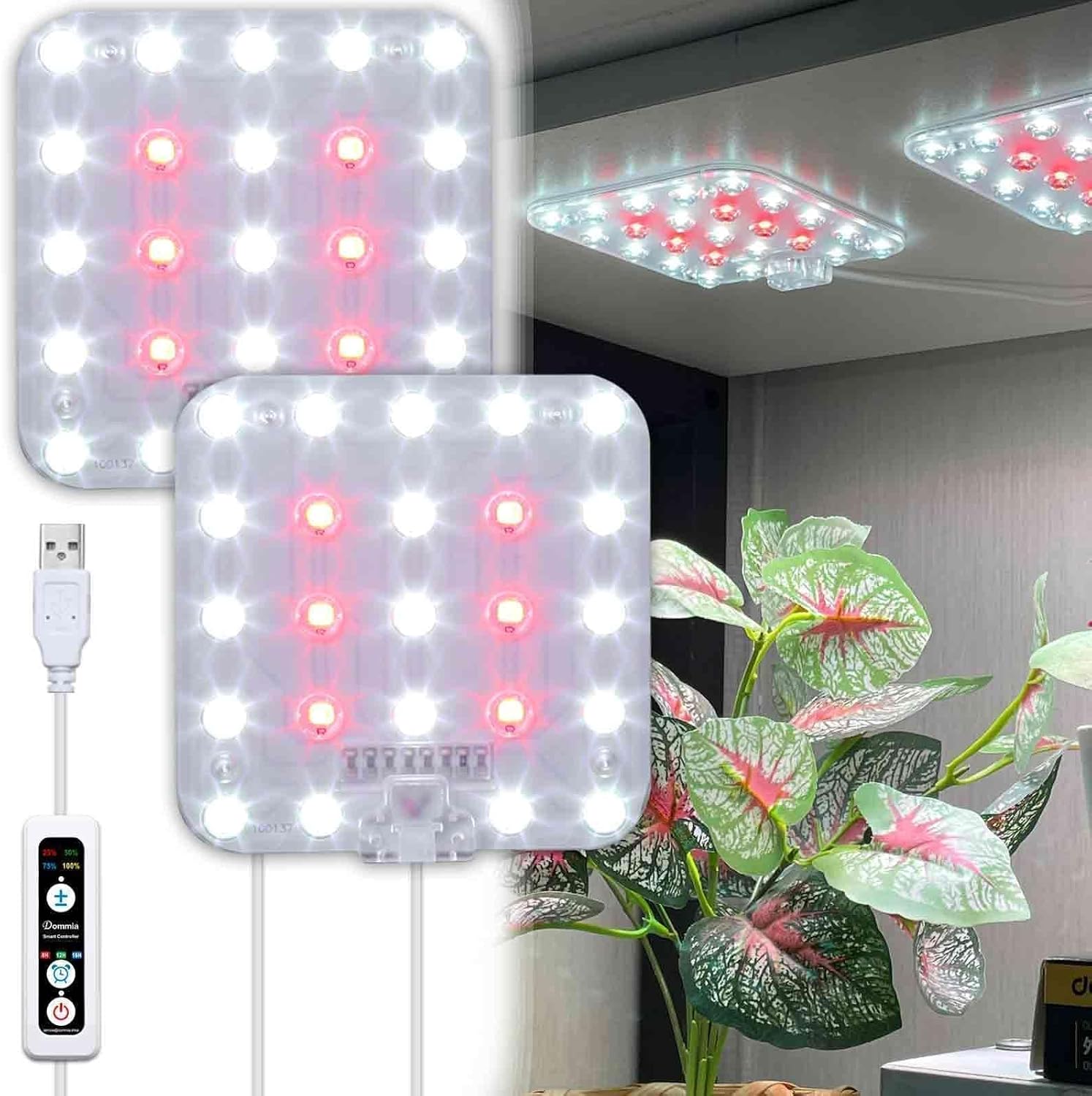 Under Shelf Grow Light, Auto Timer, Dimmable, Pearl White, 1-Pack