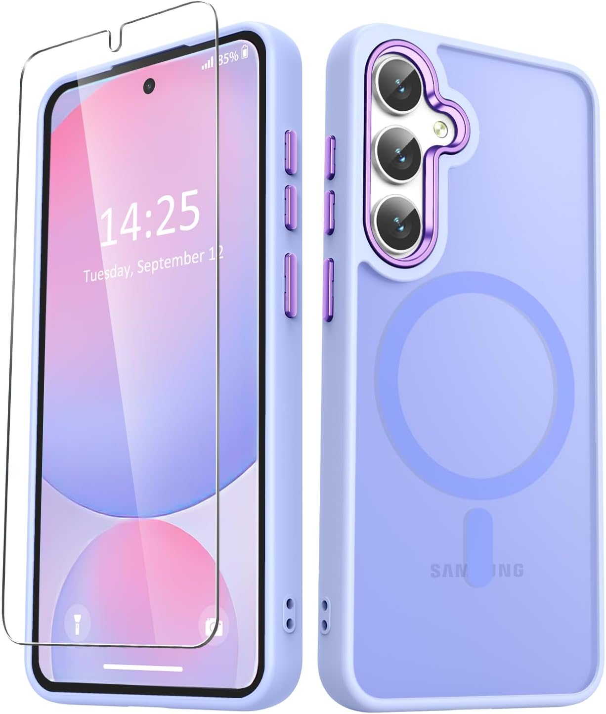 for Samsung Galaxy S25 FE Case, Matte Magnetic Case, Lavender Purple