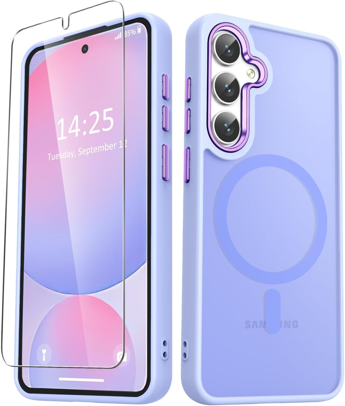 for Samsung Galaxy S25 FE Case, Matte Magnetic Case, Lavender Purple
