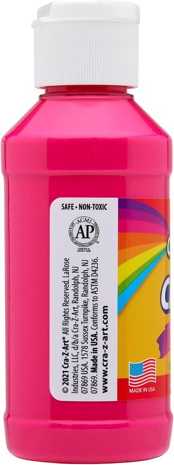 Cra-Z-Art Classic Washable Paint 4oz 8ct POP! Neon, Bright and Bold Colors for Arts & Crafts, School Projects, Creative Play & More! Made in USA