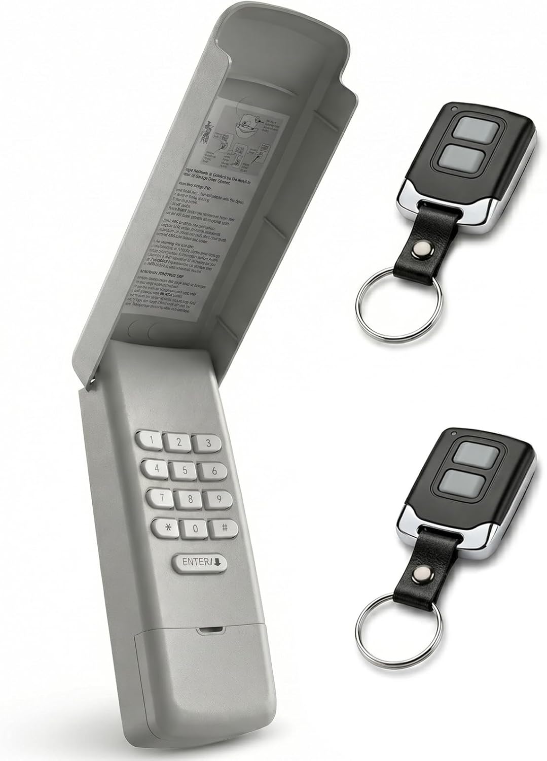 3-in-1 Garage Door Opener Keypad with 2 Keychain Remote Compatible with Liftmaster, Chamberlain, Craftsman Openers, Works with Yellow/Purple/Red/Orange/Green Learn Button, Replaces 878MAX 893MAX