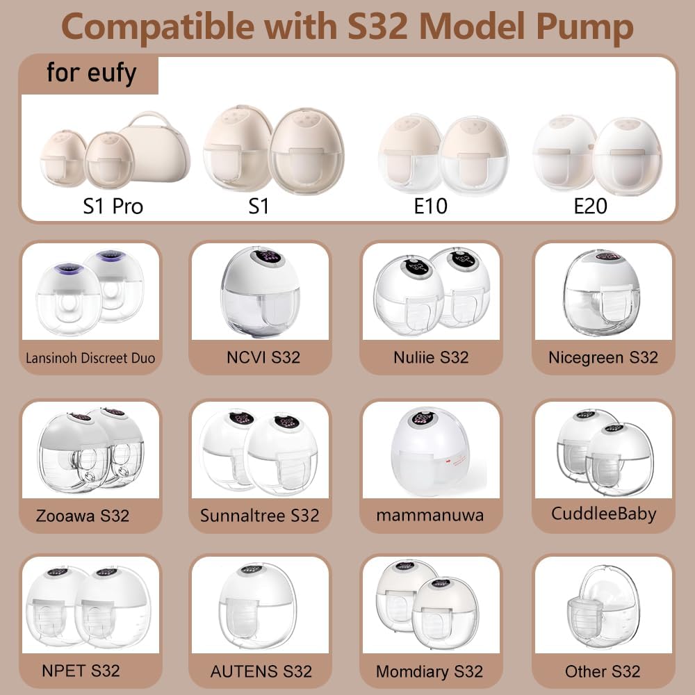 2pcs Silicone Diaphragms Compatible with eufy S1 Pro/S1/E10/E20 Breast Pump, Replace for Lansinoh Discreet Duo/NCVI/NICEGREEN/Nuliie/Zooawa S32 Breast Pump Parts