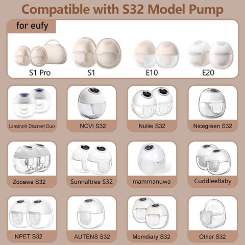 2pcs Silicone Diaphragms Compatible with eufy S1 Pro/S1/E10/E20 Breast Pump, Replace for Lansinoh Discreet Duo/NCVI/NICEGREEN/Nuliie/Zooawa S32 Breast Pump Parts