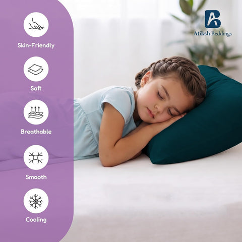 2 Pack Cotton Toddler Youth Pillowcase 16x22 Zipper Teal